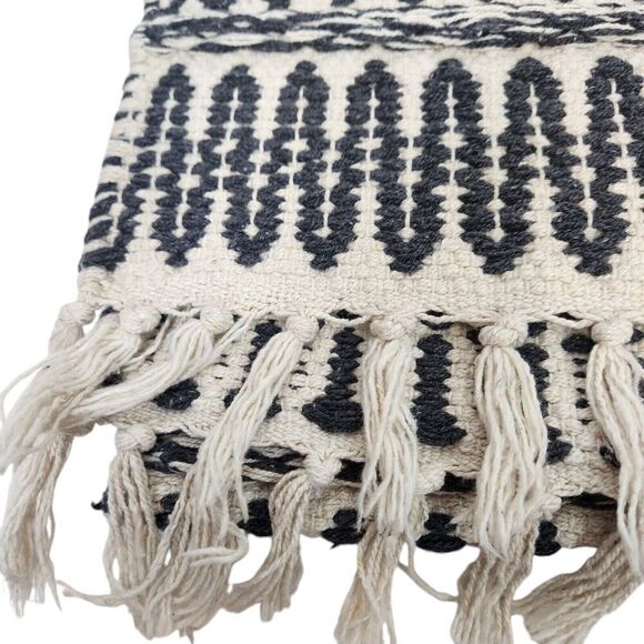 The Farmhouse by Rachel Ashwell Rug Black Cream Shabby Chic Cotton Woven Runner - Picture 6 of 15